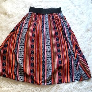 Lularoe Jill pleated Aztec Midi Skirt